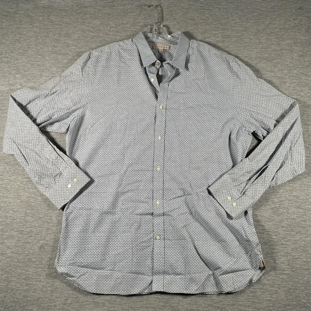 Banana Republic Heritage Shirt Mens XL Blue Geometric Long Sleeve Button-Up
